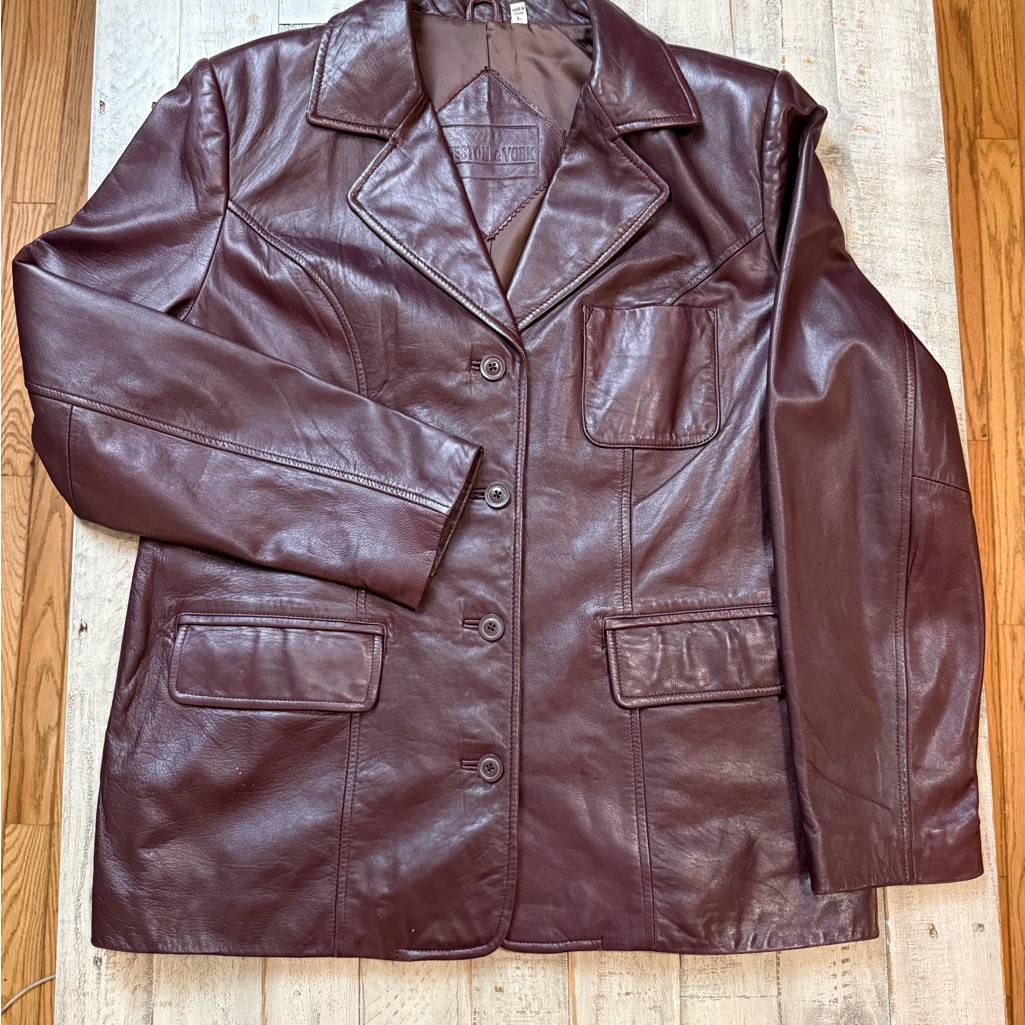 Vtg Preston & York Women's Lambskin Leather Jacket Lined Size L